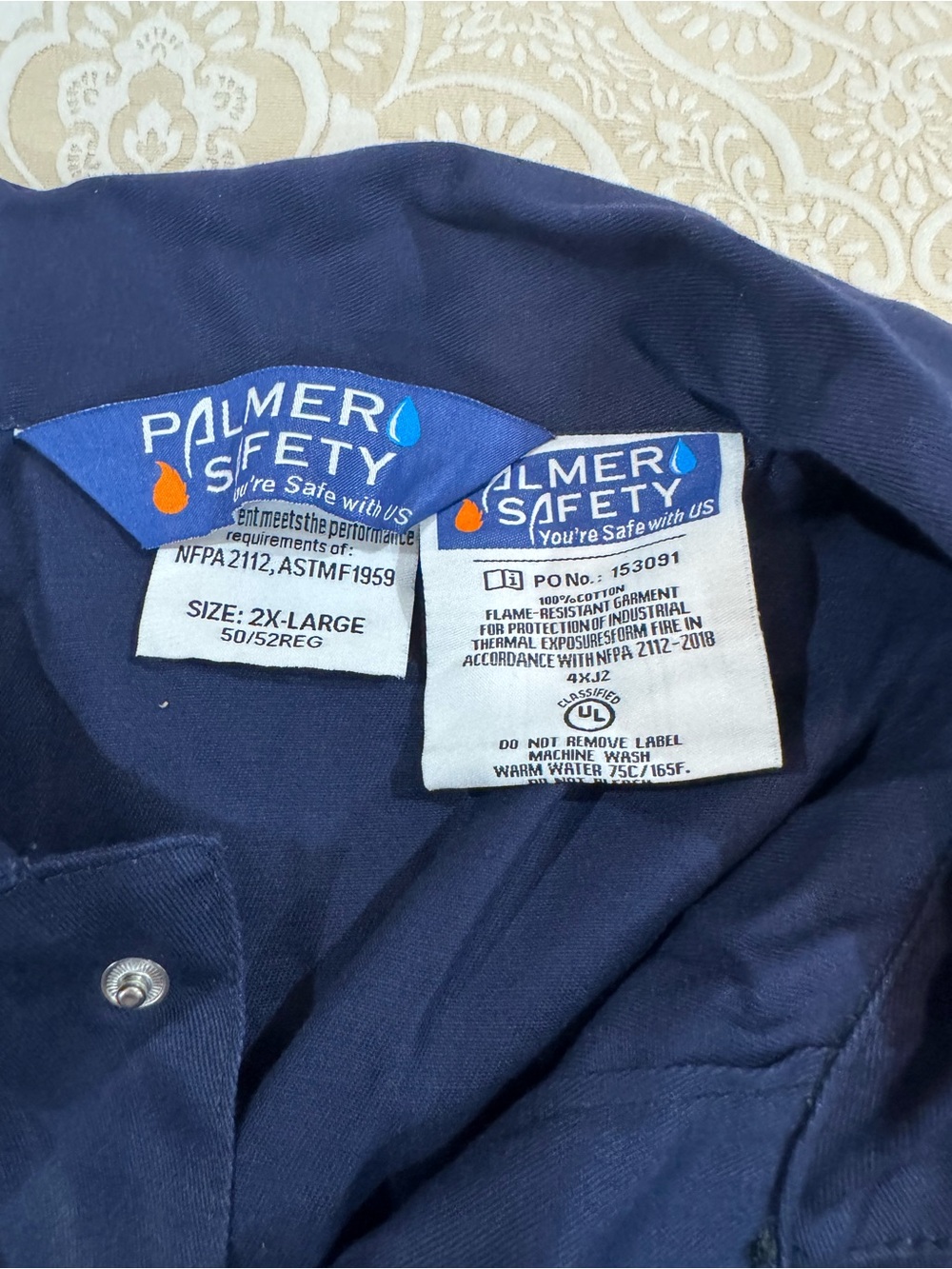 Men's Palmer Safety  Flame-Resistant Coveralls COVERALLS 2X -Navy Blue
#2